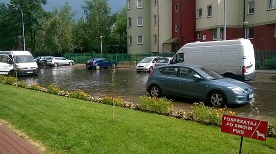 Ulewa w Białymstoku, ul. Zachodnia