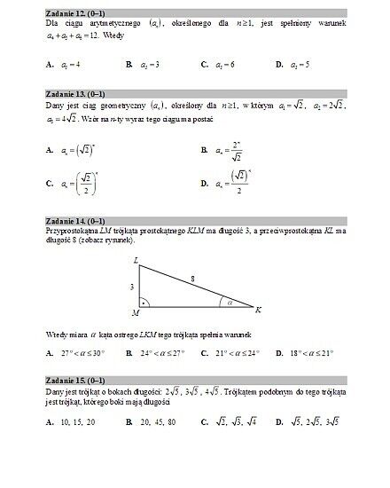 Matura z matematyki. Arkusze, pytania