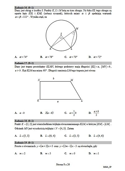 Matura z matematyki. Arkusze, pytania