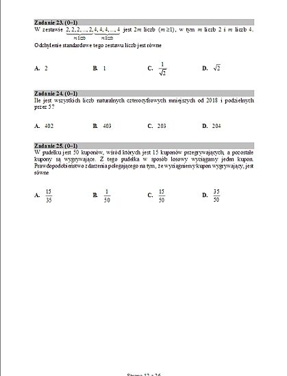 Matura z matematyki. Arkusze, pytania