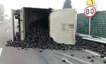 2018.10.19 - Wypadek ciężarówki przewożącej węgiel