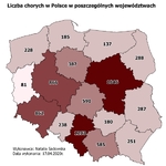 Liczba zachorowań w powiatach województwa podlaskiego