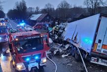 Stok. Wypadek dwóch tirów