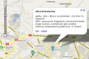Lokalizator uwag - zgłoś dziurawą drogę czy zaśmiecanie