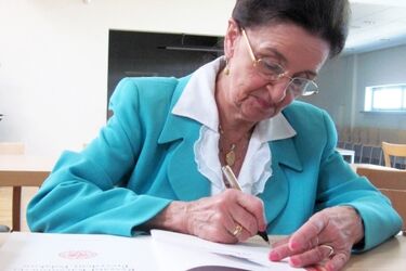 Karolina Kaczorowska na promocji książki poświęconej ostatniemu prezydentowi II RP