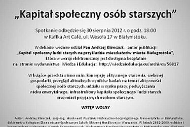 Kapitał społeczny osób starszych. Otwarta debata socjologiczna