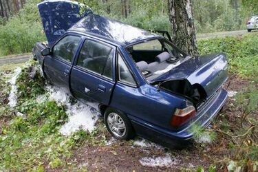 Daewoo uderzyło w drzewo. 21-latka i jej dziecko trafili do szpitala