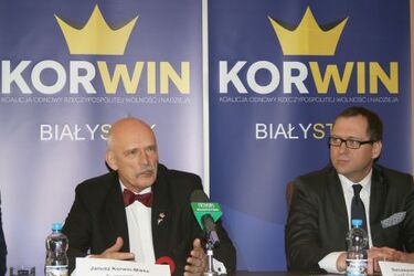 Korwin-Mikke w Białymstoku: "Zlikwidujmy płacę minimalną i zasiłki dla bezrobotnych"