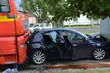 Zderzenie trzech ciężarówek i osobówki. Kierowca mana w szpitalu