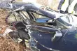BMW rozpadło się na części, kierowca wypadł kilkadziesiąt metrów dalej