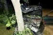 Audi uderzyło w drzewo. Kierowca i pasażer nie mieli zapiętych pasów