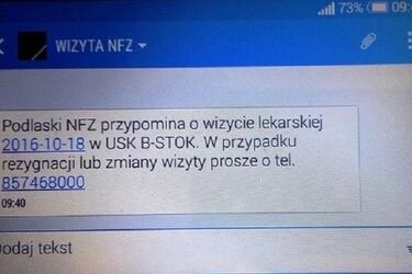 NFZ przypomni o wizycie SMS-em 