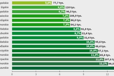 Wskaźnik bezrobocia w Polsce pod koniec zeszłego roku. Jak wypadło Podlaskie?