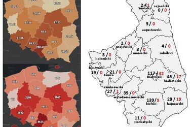 Epidemia COVID-19. Źle w Białymstoku, ale najgorzej w pow. hajnowskim [MAPY, SATYSTYKI]