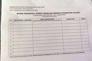 Zbierano podpisy do ustawy anty-LGBT podczas mszy dla dzieci. W białostockim kościele