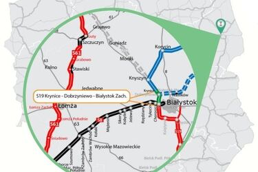 Węzeł Białystok Zachód - tu  połączą się dwie ekspresówki. Jest już wykonawca