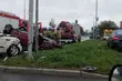 Dachowanie przy ul. Sikorskiego i zderzenie z ciężarówką w Marianowie