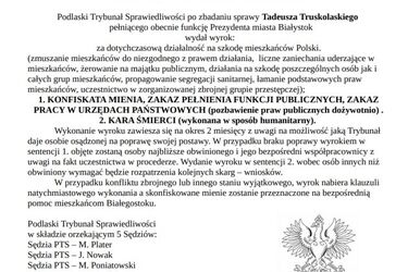 Podejrzani o wystawienie wyroku na prezydenta Truskolaskiego zostali zatrzymani