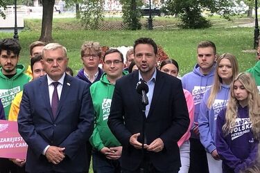 Rafał Trzaskowski w Białymstoku. Spotkał się z Tadeuszem Truskolaskim