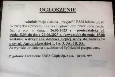 Pod niektórymi adresami nie będzie ciepłej wody. Przez kilka dni
