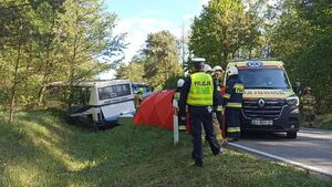 Autobus z dziećmi wypadł z drogi. Kierowca nie żyje