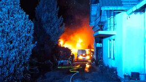 Nocny pożar pod Białymstokiem. 33 strażaków w akcji