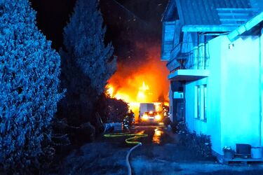 Nocny pożar pod Białymstokiem. 33 strażaków w akcji