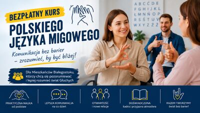 Bezpłatny kurs Polskiego Języka Migowego na poziomach podstawowym A1 i poziomie A2