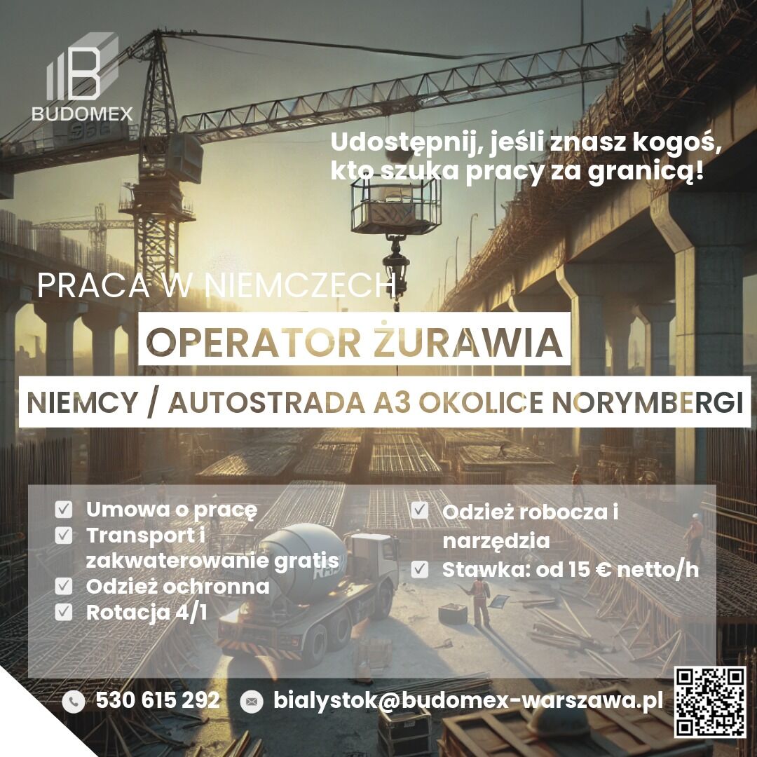 Operator Żurawia – Praca Niemcy Norymberga