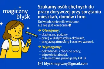 Poszukujemy osób do sprzątania! 