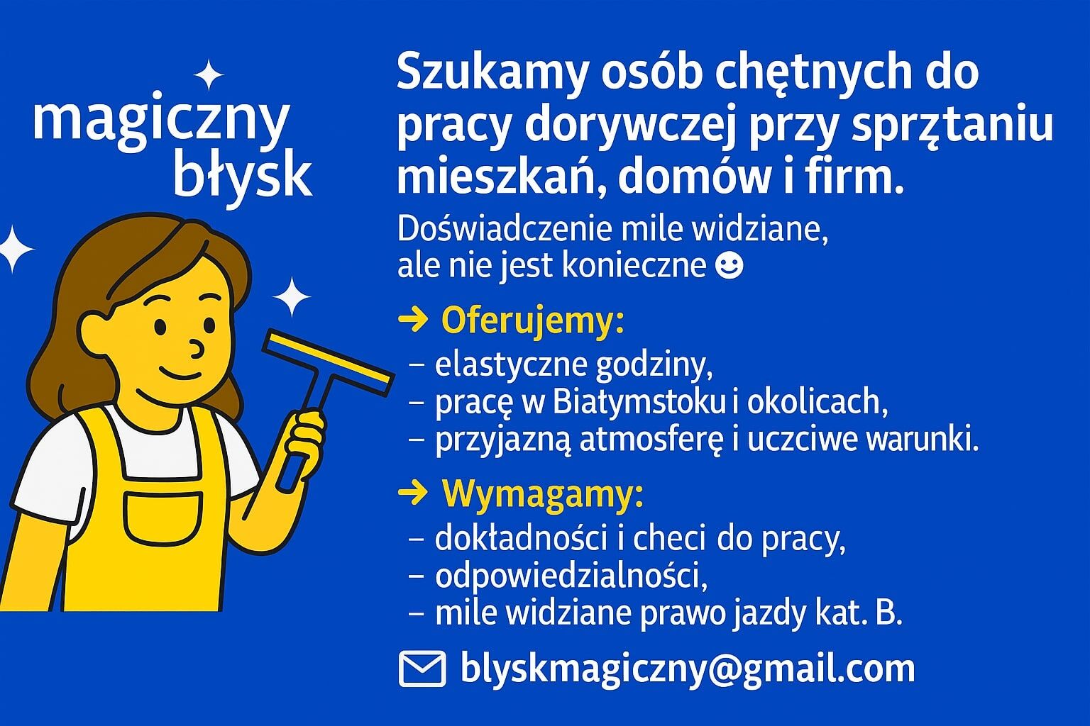 Poszukujemy osób do sprzątania! 