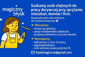 Poszukujemy osób do sprzątania! 