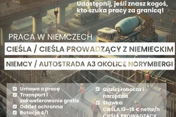 Praca dla Cieśli Szalunkowych – Niemcy Norymberga