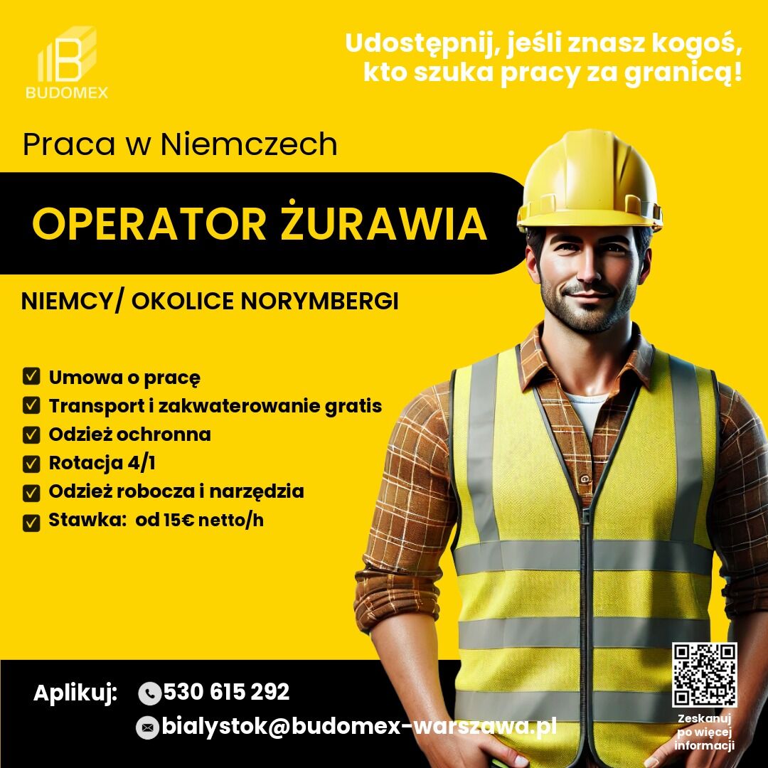 Cieśla, Zbrojarz, Operator Suwnicy – Praca Niemcy