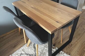 Nowoczesny stół loft z blatem 4cm dębowym lity