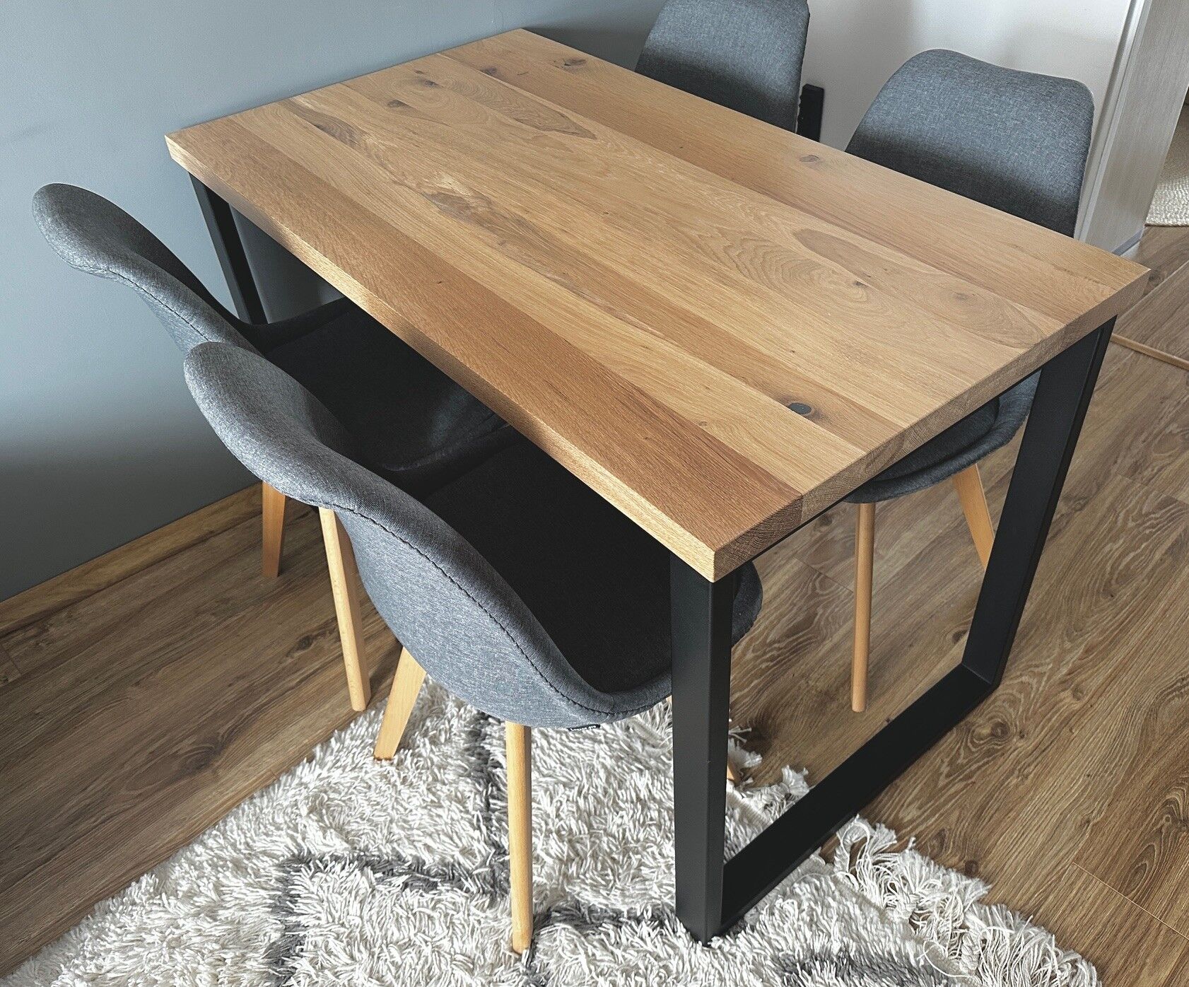 Nowoczesny stół loft z blatem 4cm dębowym lity