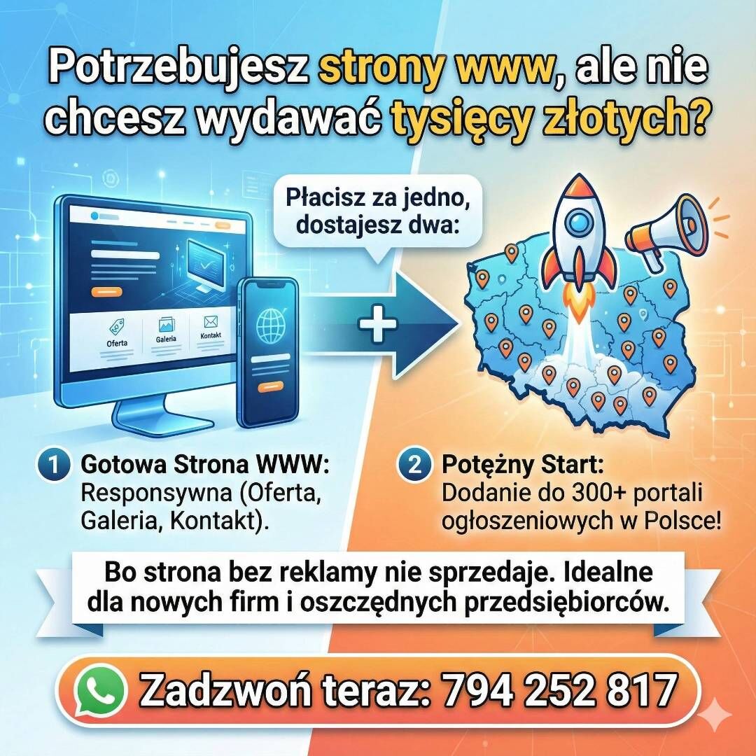 HIT: Strona WWW + Reklama w 300 miejscach! | Dodawanie ogłoszeń | Tanie strony  