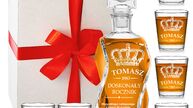 Zestawy prezentowe z grawerem, karafka i szklanki do whisky, kieliszki z grawere