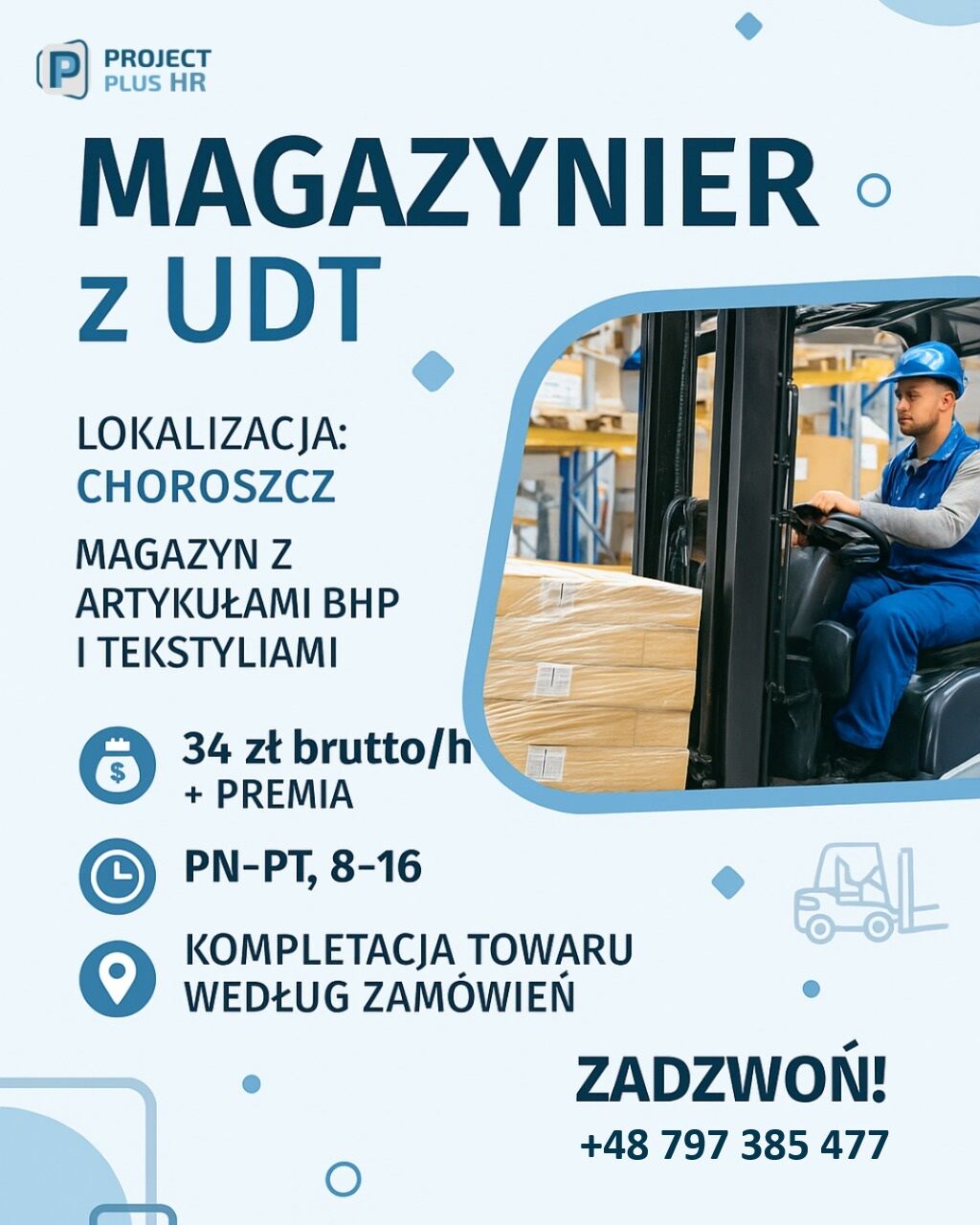 Zatrudnimy MAGAZYNIERA z UDT!