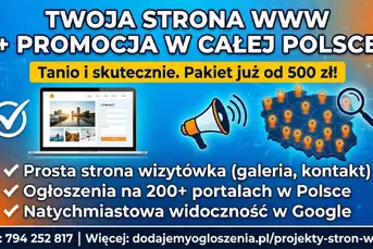 Strona internetowa od 500 PLN z mocną promocją na START/ FAKTURA