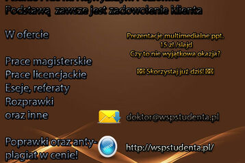 PRACE MAGISTERSKIE, LICENCJACKIE, INŻYNIERSKIE Poprawki - ANTY PLAGIAT
