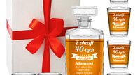 Zestawy prezentowe z grawerem karafka i szklanki do whisky, kieliszek z grawerem
