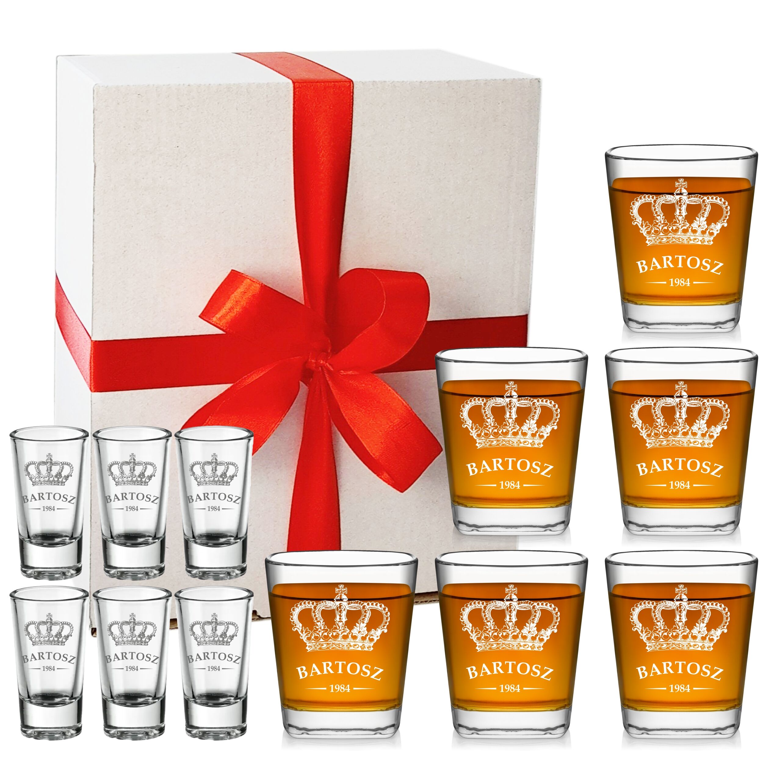 Zestawy prezentowe z grawerem karafka i szklanki do whisky, kieliszek z grawerem