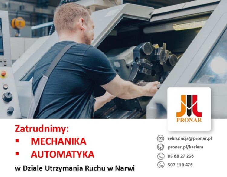 Osoba do pracy w Dziale Utrzymania Ruchu