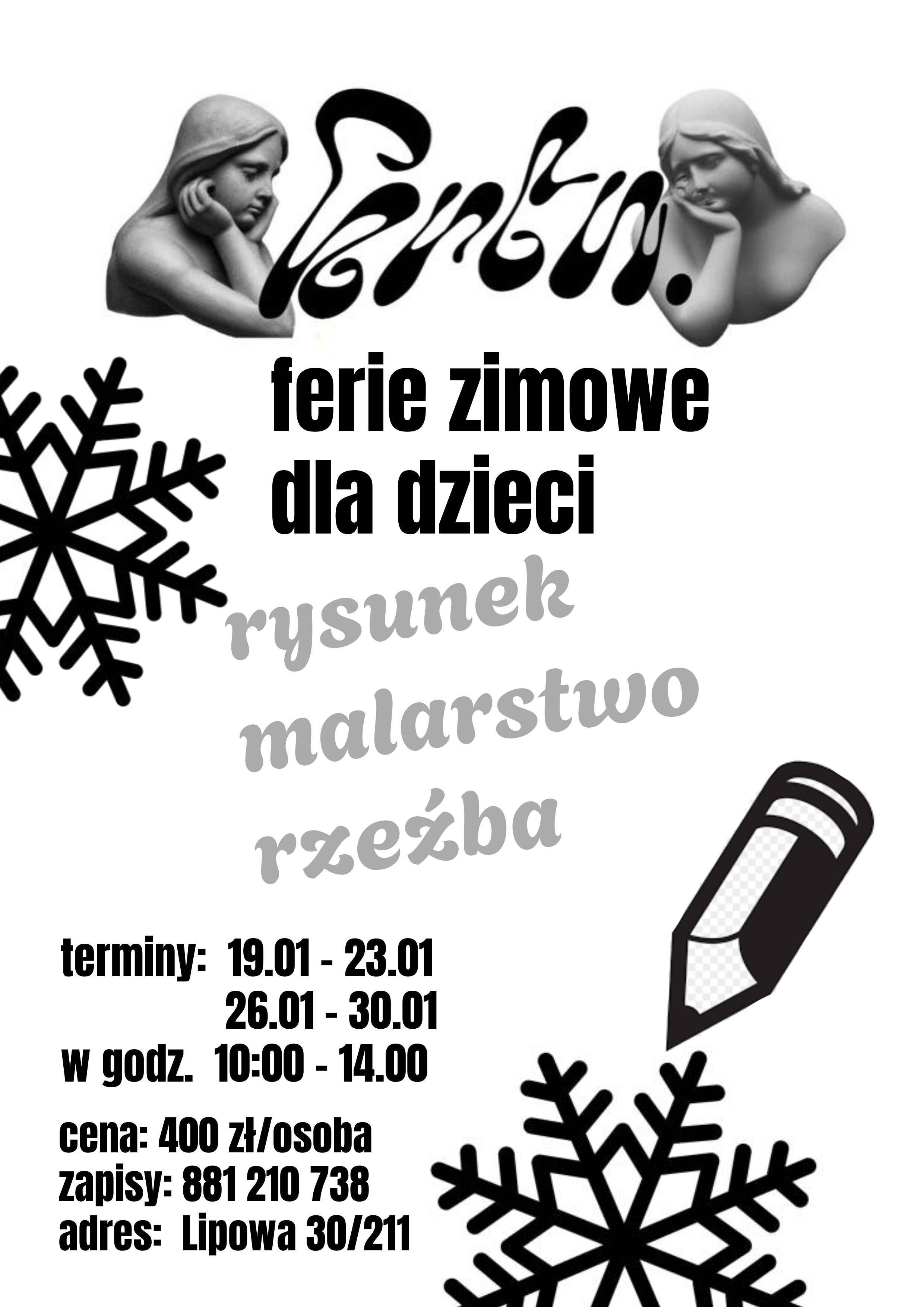 Rysunek malarstwo i rzeźba dla dzieci - ferie 