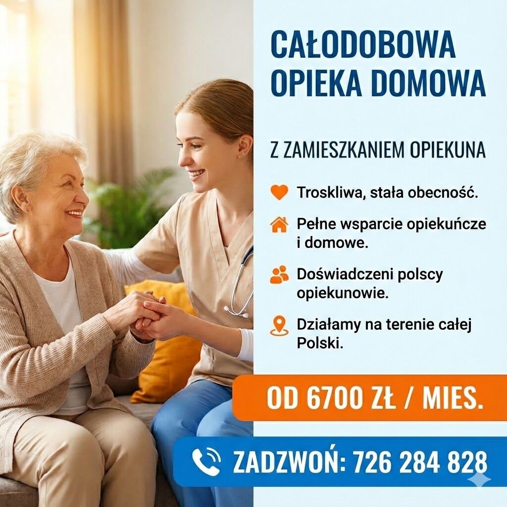 Oferujemy całodobową opiekę seniora z zamieszkanie