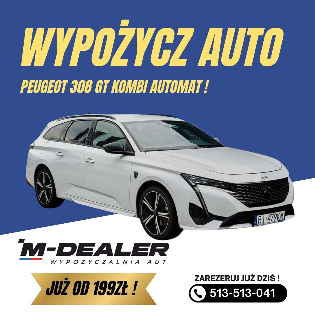 Wypożyczalnia samochodów M-Dealer RENT Białystok tel. 513-513-041