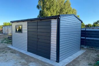 Garaż Blaszany 5×3 Dwuspadowy (przód-tył) RAL 9006