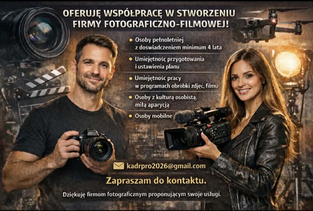 Oferuję współpracę w stworzeniu firmy fotorgaficzn