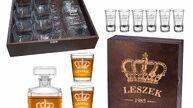 Zestawy prezentowe z grawerem, karafka i szklanki do whisky, kieliszki z grawere